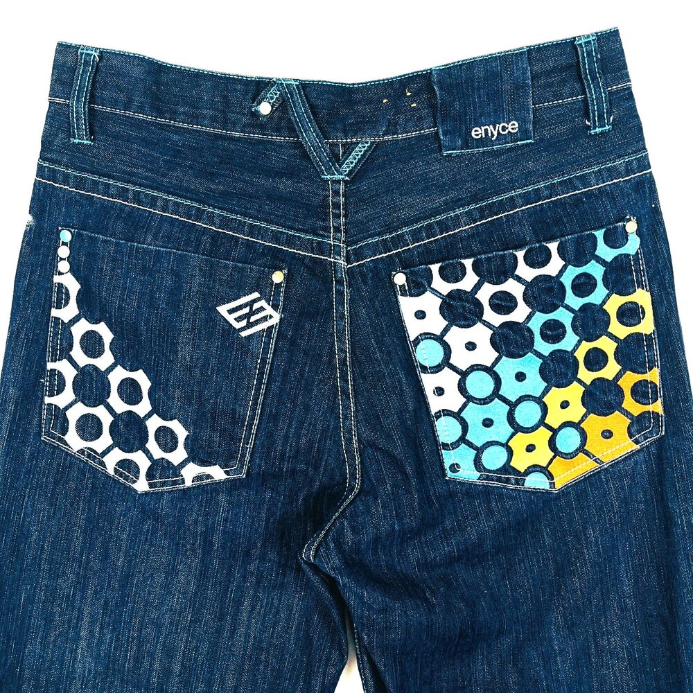 VTG Enyce Denim Blue Jeans Mens Size 34x30 mid-rise Baggy Retro Y2k Skater